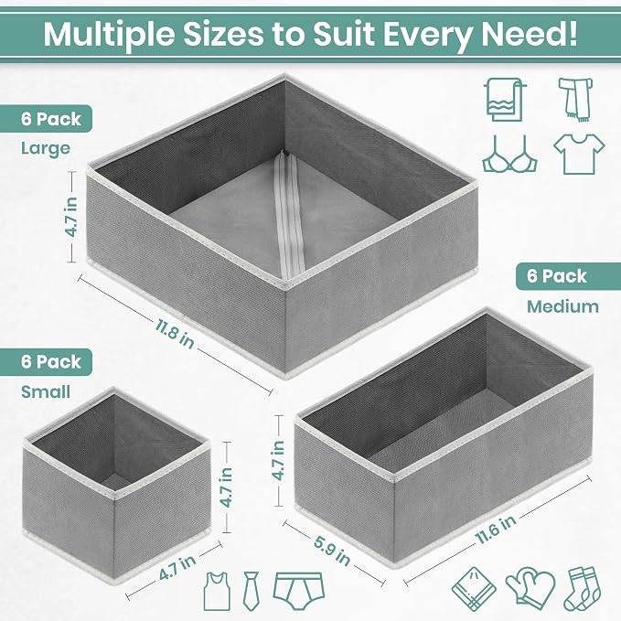 RFAQK 18 Pack Drawer Organizer Clothes-3 Sizes Dresser Organizer - Image 3