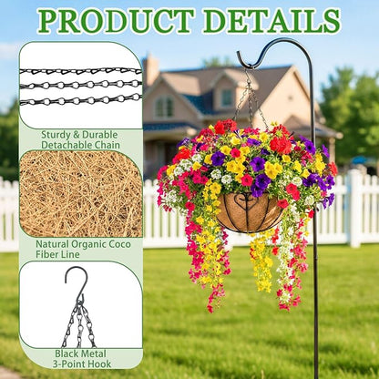 Hanging Planters for Outdoor Plants 4 Pack 12 inch Metal Hanging Flower Basket - Image 4