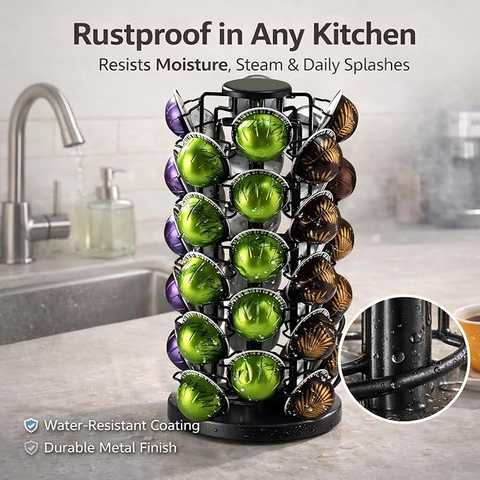 Nespresso Vertuo Pod Carousel Holder, 40 Pod Rotating Tower Organizer, 360° - Image 6