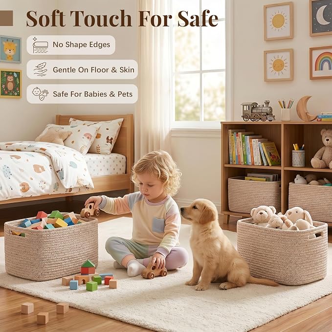 OIASKET 4Packs Natural Cotton Rope Storage Baskets - Image 4