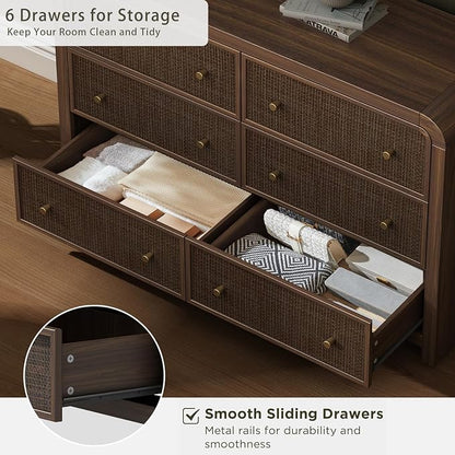 Oak&Sparrow 6 Drawer Dresser for Bedroom, Boho Chest of Drawers, Thickened - Image 8