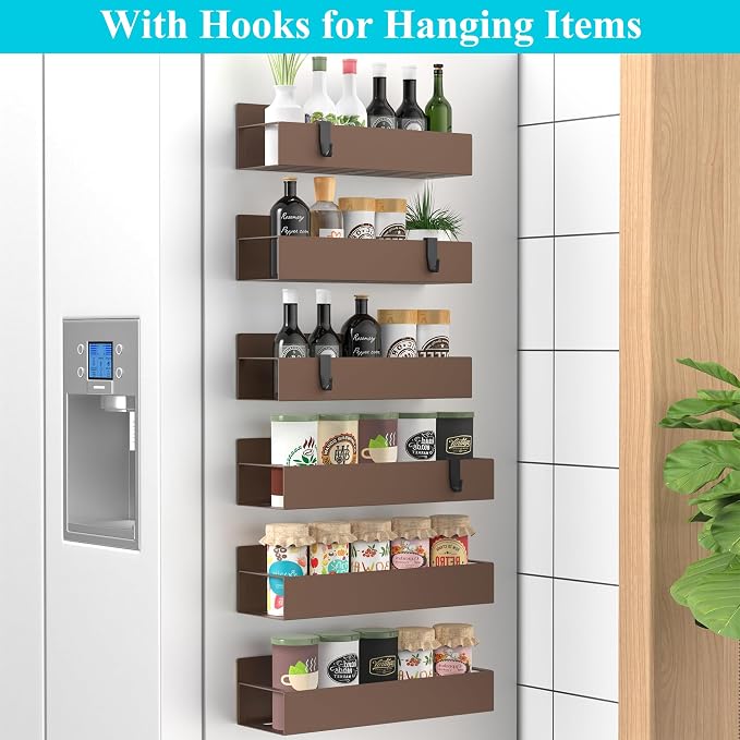 Metal Magnetic Spice Rack for Refrigerator Bronze, 6 Pack | Magnetic Shelves - Image 2