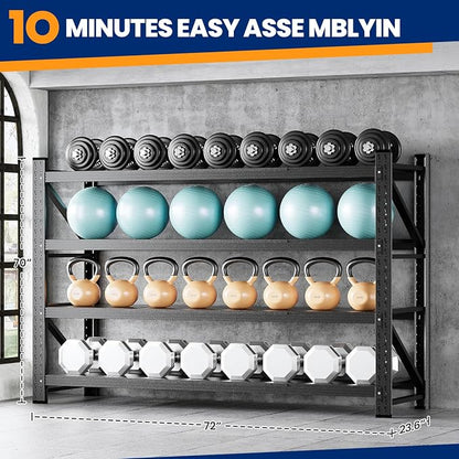 MIIIKO 71.3" W Storage Shelves, 5000LBS Metal Garage Storage Shelving, Heavy - Image 2