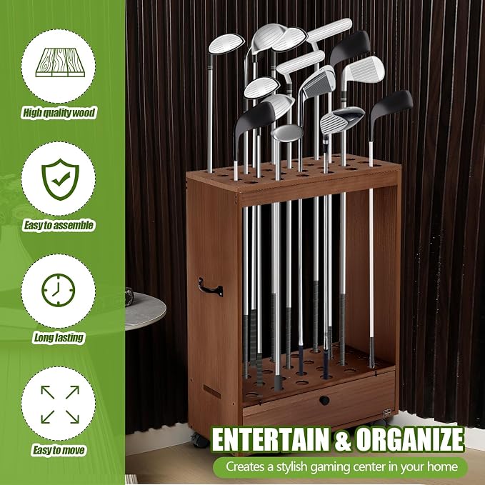 27 Hole Golf Club Stand Holder Wooden Golf Club Organizer Putter Display Rack - Image 4