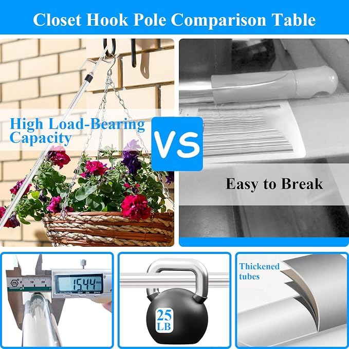 Clothes Hook Pole Heavy Duty, 32 to 80In Retail Clothing Hook Pole | Extra Long - Image 5