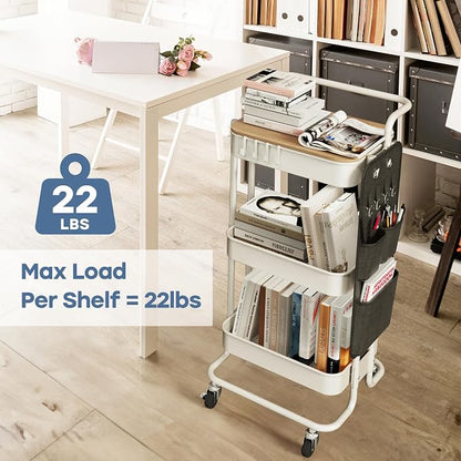 DTK 3 Tier Metal Utility Rolling Cart - Image 3
