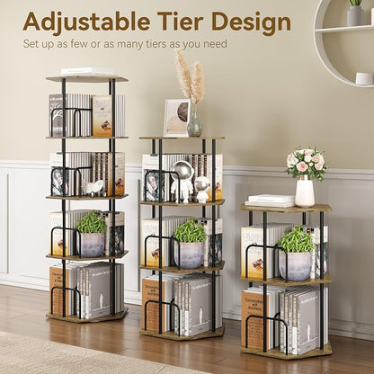 SUNMORY 4 Tier Rotating Bookshelf Tower, Revolving 360 ° Spinning Bookcase | - Image 5