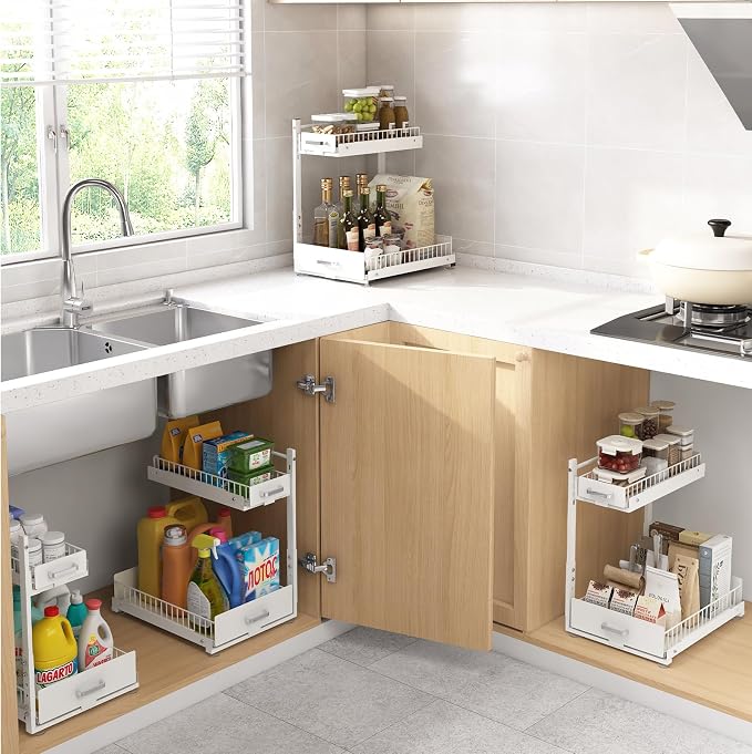 Under Sink Organizer, 2 Tier Slide Out Kitchen Cabinet Organizers - Image 7