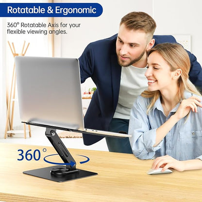 BESIGN LS12 Laptop Stand with 360° Rotating Base, Ergonomic Adjustable Notebook - Image 2