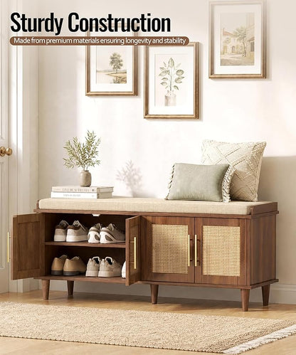 Akxomel Rattan Shoe Storage Bench - Image 2