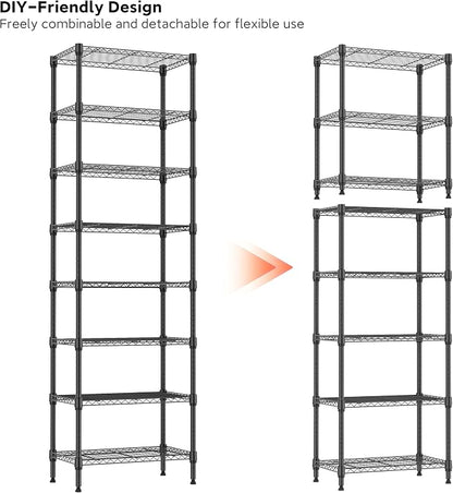 IZEUK 8 Tier Adjustable Metal Storage Shelving Unit, Heavy Duty Standing Rack - Image 4