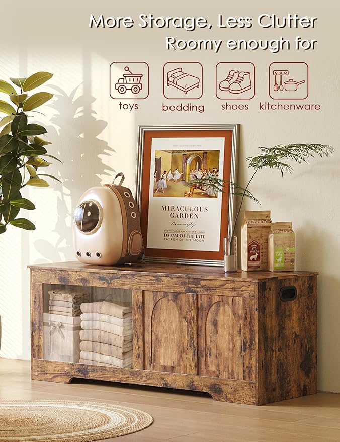 DINZI LVJ Storage Chest, 47.2" Wooden Toy Box - Image 6