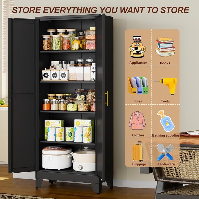 71" Black Metal Storage Cabinet - Image 6