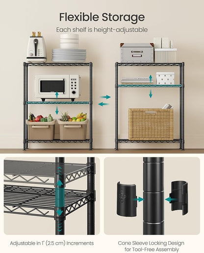 SONGMICS Storage Shelf, Metal Wire Shelving Unit, Adjustable Shelves, - Image 5
