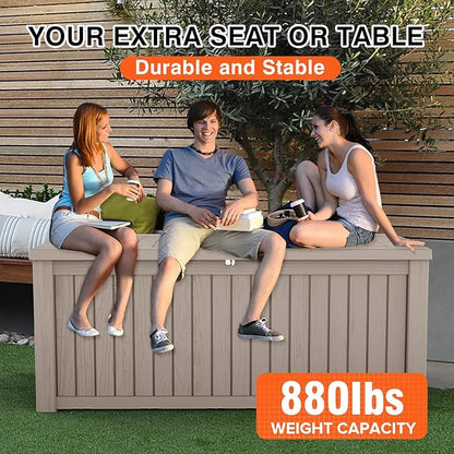180 Gallon Outdoor Storage Box Waterproof Lockable Resin Deck Box Large - Image 8