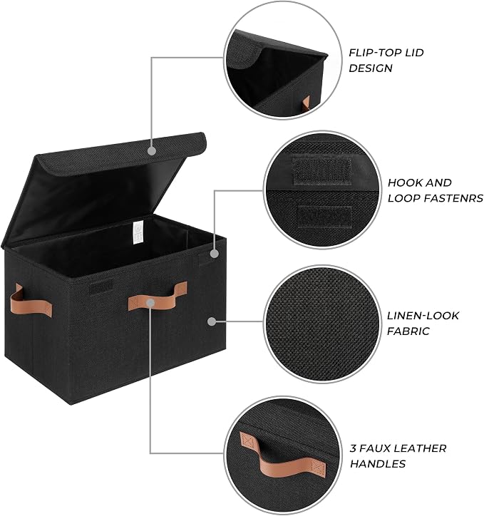 GRANNY SAYS Storage Bins with Lids, Decorative Storage Boxes with PU Handles - Image 4