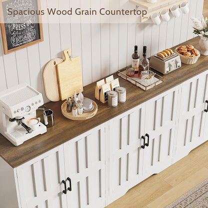 Sideboard Buffet Cabinet, Modern Farmhouse Kitchen Storage Cabinet, 94.5" - Image 4