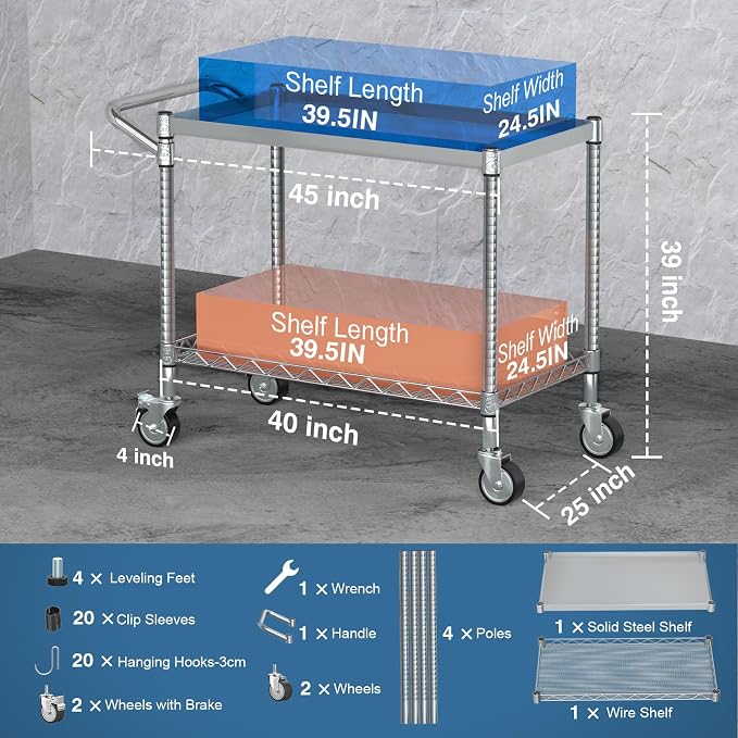 Leteuke 2 Tier Utility Tool Cart - Image 5
