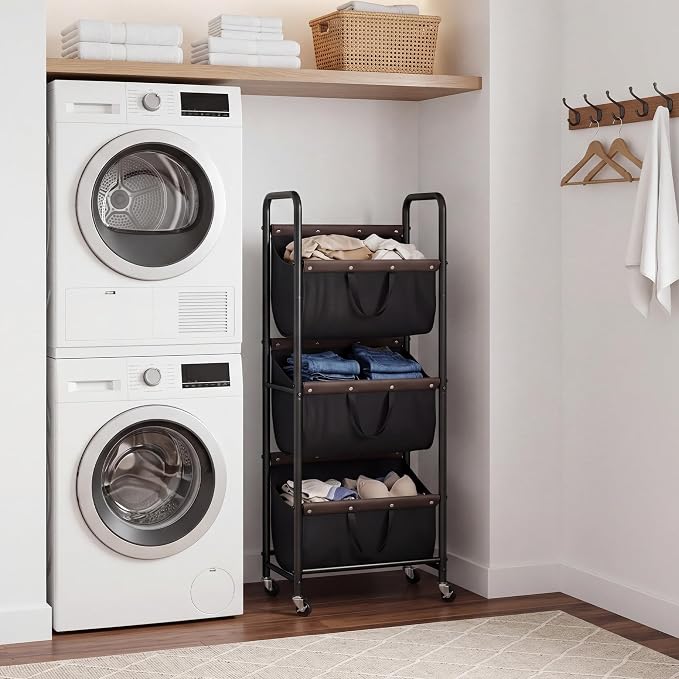 GRANNY SAYS 3 Section Tiered Laundry Sorter, Slim Vertical Laundry Hamper - Image 6