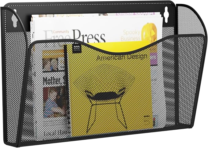 Single Pocket Wall File Holder, Mesh Hanging File Folder Paper Organizer by GDINDINFAN