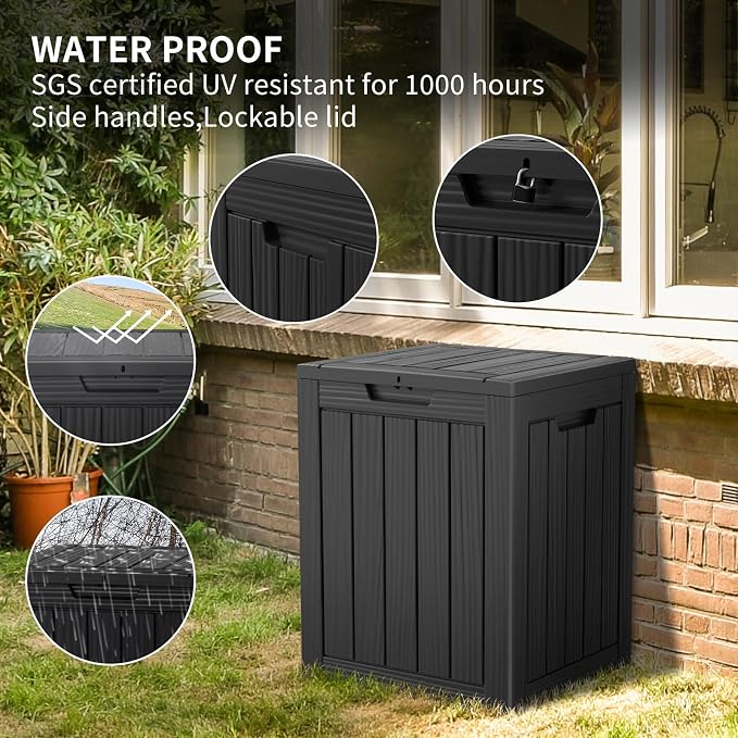 Two 28 Gallon Outdoor Storage Box, Resin Deck Boxes Waterproof, Indoor Outdoor - Image 2
