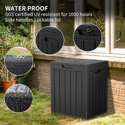 Two 28 Gallon Outdoor Storage Box, Resin Deck Boxes Waterproof, Indoor Outdoor - Image 2