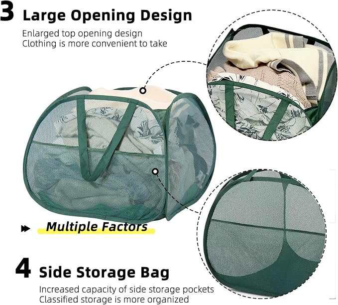 Collapsible Laundry Basket, 90L Mesh Pop-up Hamper - Image 4