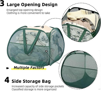Collapsible Laundry Basket, 90L Mesh Pop-up Hamper - Image 4