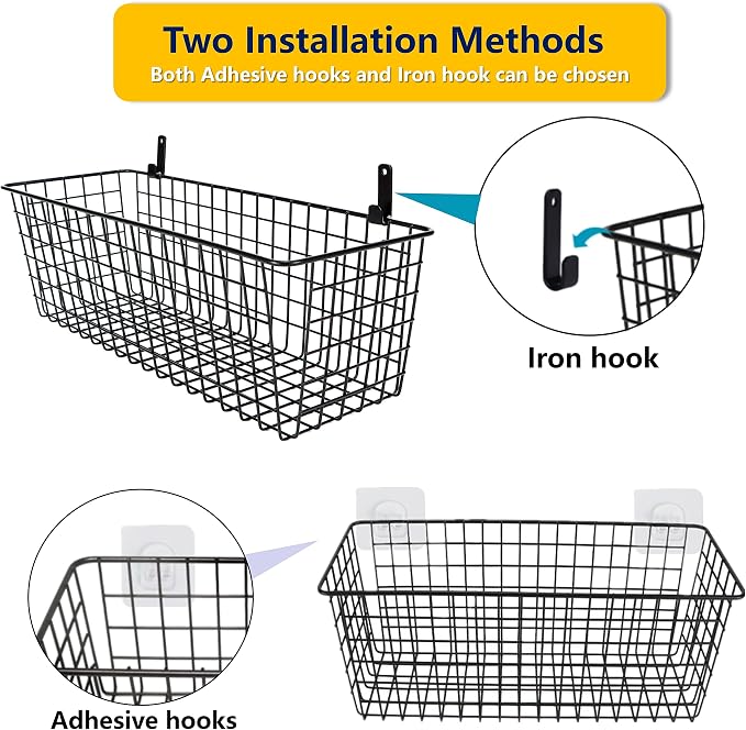 Joben Oligey 3 Set Hanging Wall Baskets, Wire Basket - Image 5