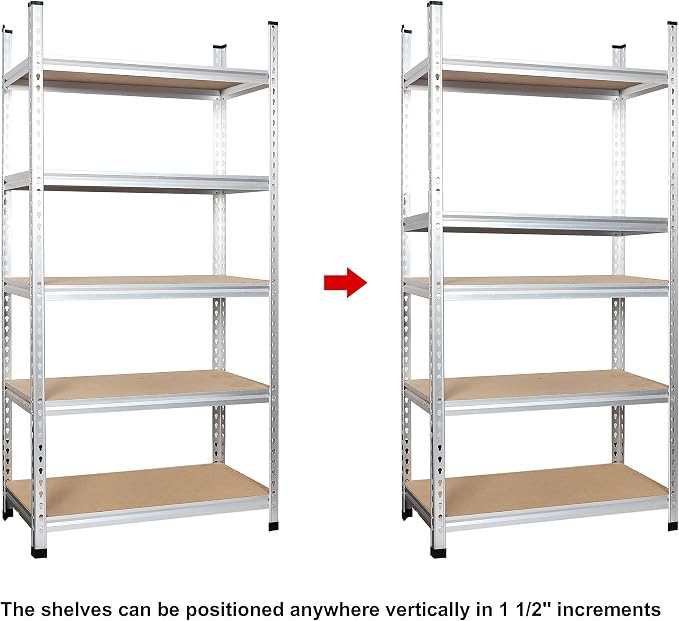 Amazon Basics 5-Tier Medium Duty Garage Shelving Unit, Sturdy Adjustable - Image 6