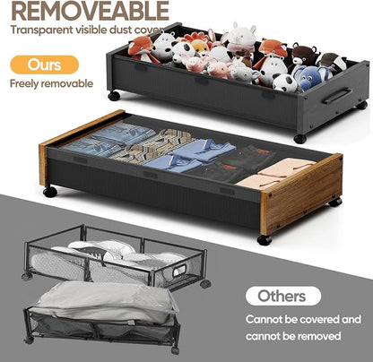 KITHELP Wooden Under Bed Storage - Image 4