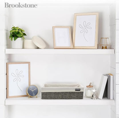 Brookstone Wicker Shelf Storage Basket Decorative Shelf Bin, bathroom - Image 3