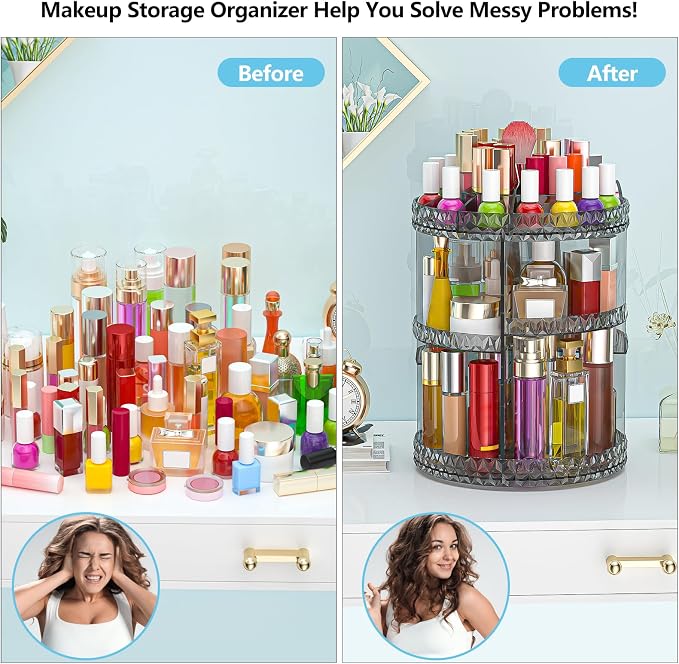 360 Rotating Makeup Organizer, DIY Adjustable Cosmetics Organizer, Professional - Image 2
