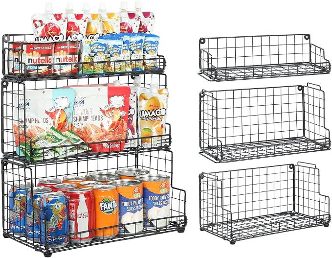 X-cosrack Stackable Wire Basket 3 Tier Countertop& Wall Mounted Metal Storage by X-cosrack