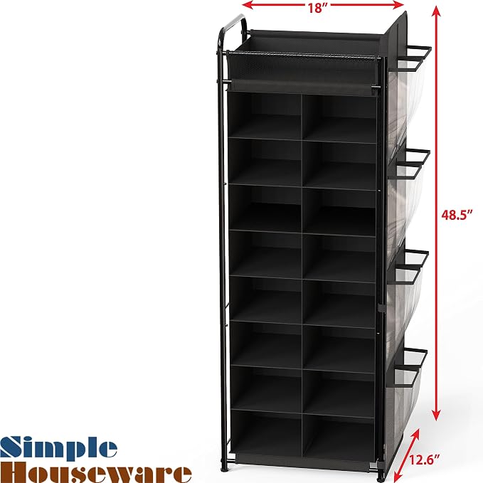 Simple Houseware 16 Cube Shoe Stand Tower Rack 8 Tier - Image 3