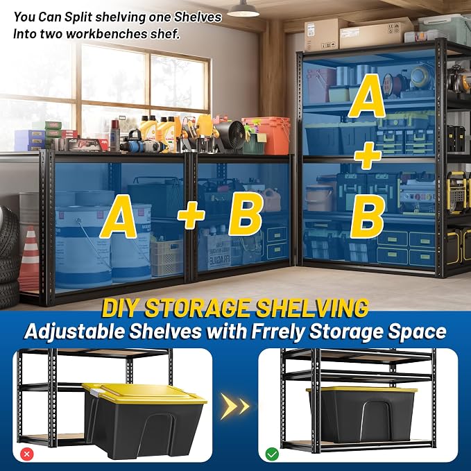 ROOMFAVE 5 Tier Garage Shelving Heavy Duty, 2200LBS Adjustable Storage Shelves - Image 7