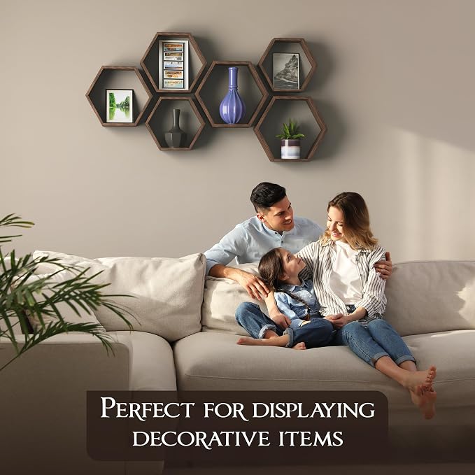 Hexagon Floating Shelves Set of 6 Honeycomb Shelves - Image 3