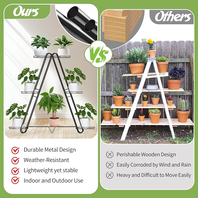 DiiKoo Heavy Duty Metal Plant Stand, Indoor Outdoor Plant Shelf & Rack - Image 5