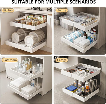 DOMNIU 2 Pack Pull Out Cabinet Organizers Expandable Width | Upgrade 3 Slide - Image 6