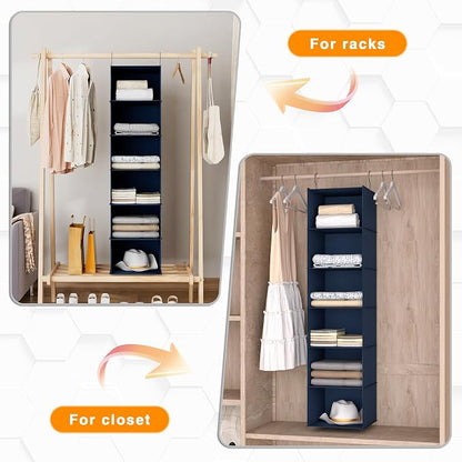 Hanging Closet Organizer and Storage 6-Shelf, Easy Mount Foldable Hanging - Image 5