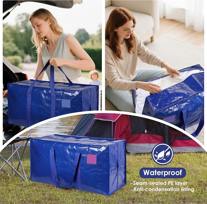 6 Pack Moving Bags with Full-Open Side Zipper, Extra Large 93L Heavy Duty - Image 8