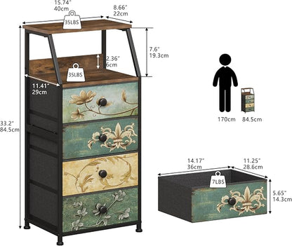 Tohomeor Dresser with Fabric Drawers Nightstand with 2 Tier Shelf Storage Tower - Image 2