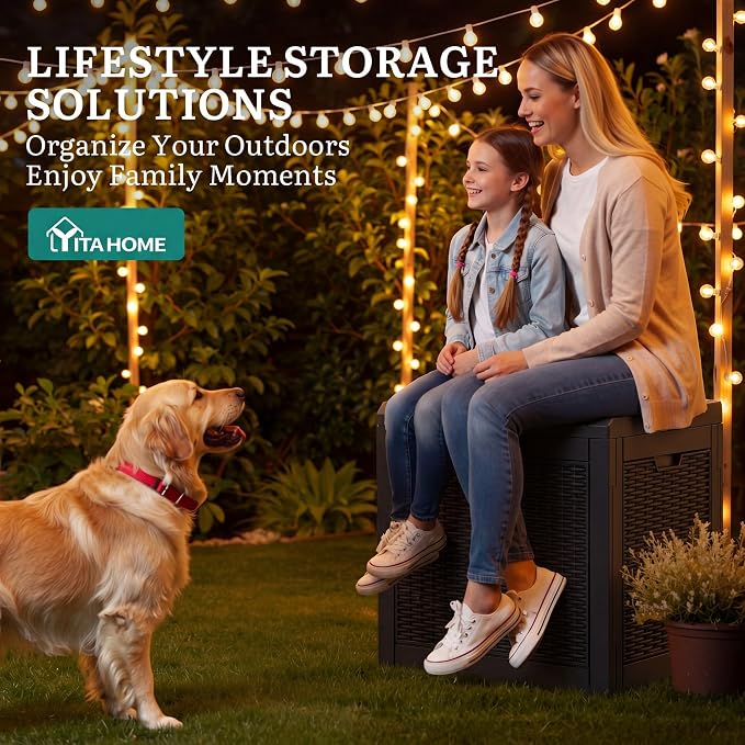 YITAHOME 35 Gallon Outdoor Deck Box, Lockable Waterproof Storage Box, Resin - Image 6