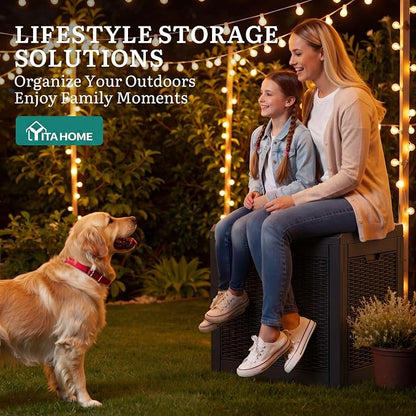 YITAHOME 35 Gallon Outdoor Deck Box, Lockable Waterproof Storage Box, Resin - Image 6