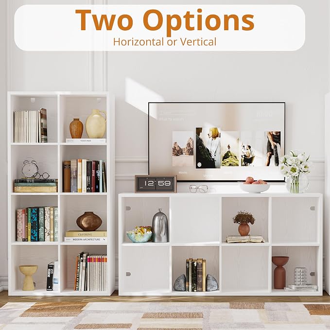 IRONCK Bookshelf, 8-Cube Storage Cube Shelf Organizer, Extra Thick Frame - Image 5