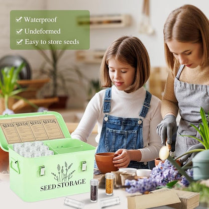 20 Slots Seed Storage Box with 3 Dividers, Metal Seed Storage Organizer Saving - Image 3