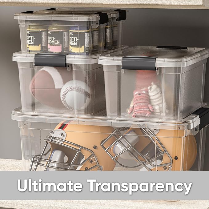 Superio Storage Bins with Lids- 8 Pack, 7.4 Qt Clear Boxes - Image 5