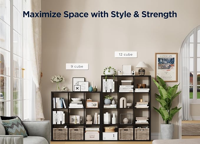 9 Cube Storage Organizer, Wooden Cube Shelf Bookcase - Image 5