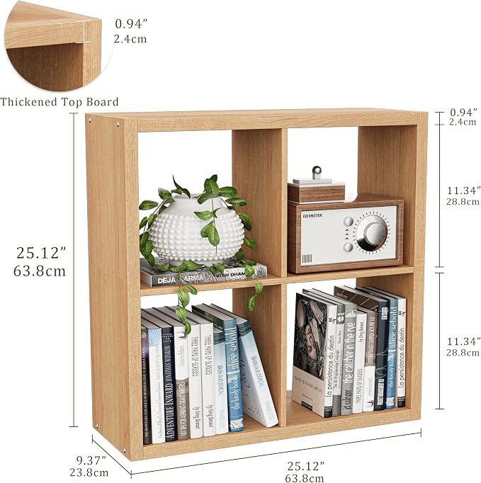 Cube Storage Organizer Bookcase, Decorative 11 inch Open Back Cubical Shelf - Image 3