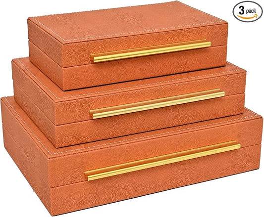 Faux Shagreen Leather Jewelry Storage Boxes Set of 3 by DECOR4SEASON